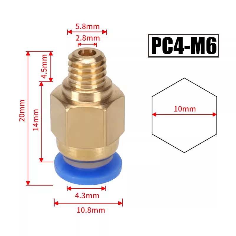 10pcs/lot PC4-M10 Pneumatic Co - Ptfe Tape Thread reseña y precio