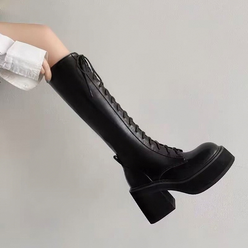 White  Boots Thick Bottom High - Pipe Bending Spring reseña y precio